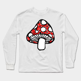 Mushroom Doodle Black Long Sleeve T-Shirt